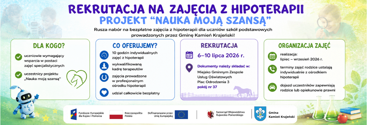 Rekrutacja na zajęcia z hipoterapii projektu Nauka moją szansą